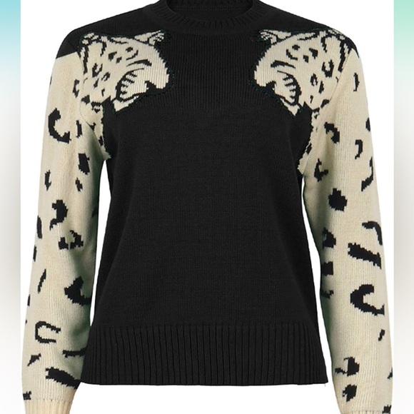 Angashion Women's Sweater Leopard - Picture 5 of 7